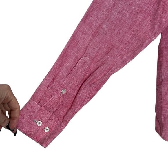 UNTUCKit Red 100% Linen Lightweight Long Sleeve Button Up Shirt Medium Men - Picture 4 of 11